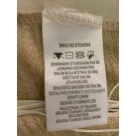 Miss Me Womens Large Beige Fringe Back Crocheted Sexy Cut Sleeve Shirt Blouse - Picture 10 of 12